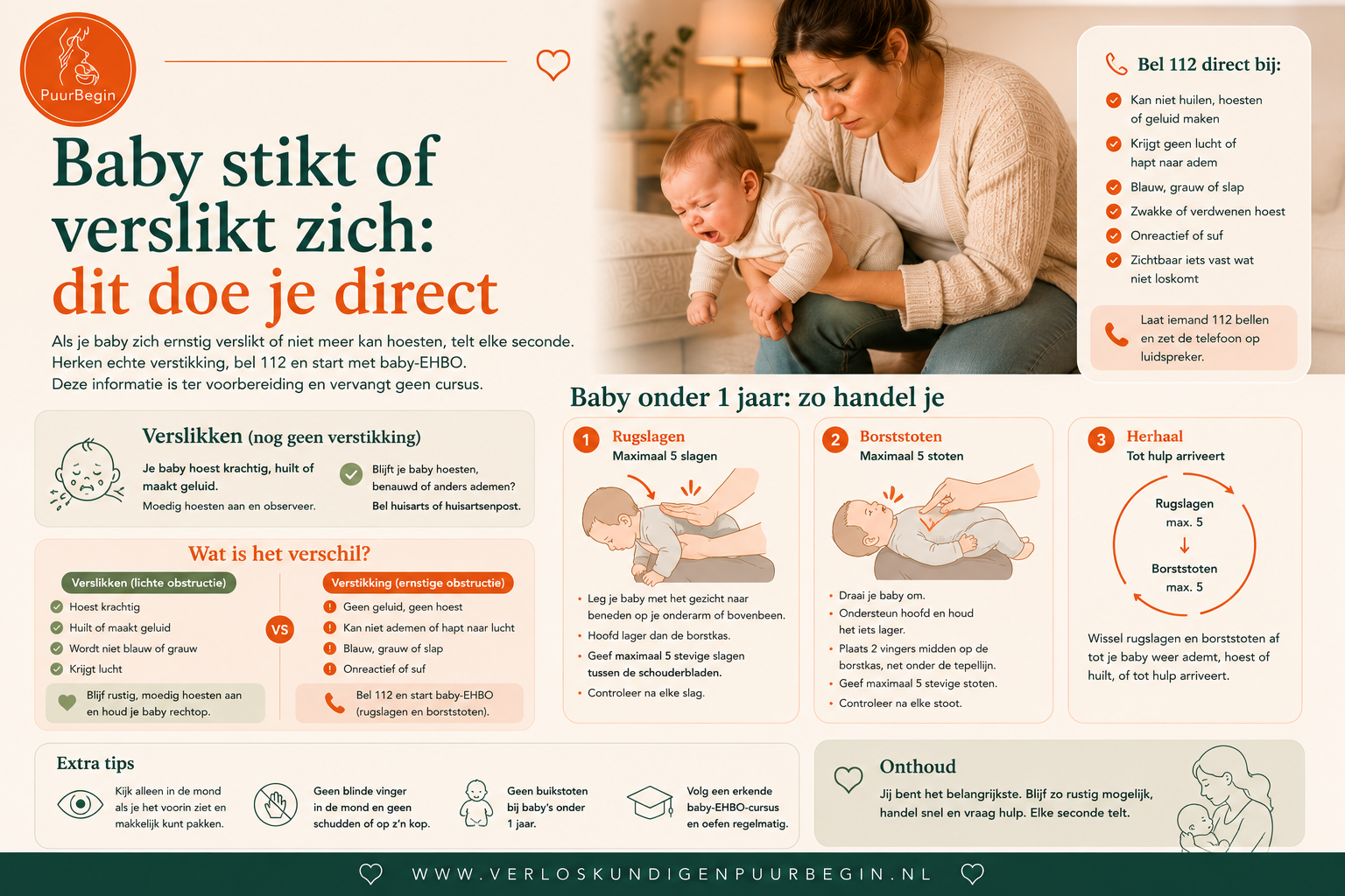 Baby stikt of verslikt zich: dit doe je direct