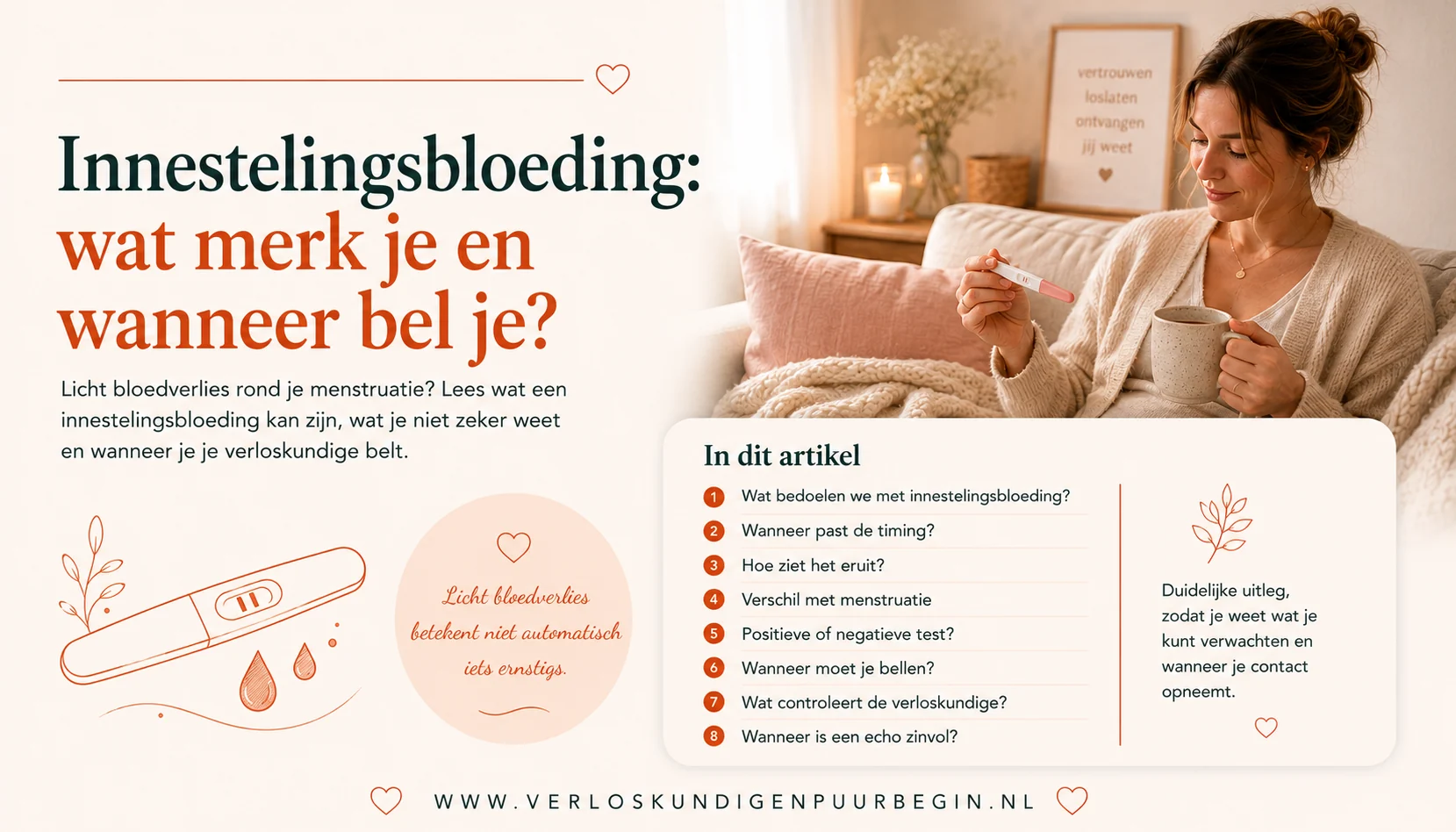 Innestelingsbloeding: wat merk je en wanneer bel je?