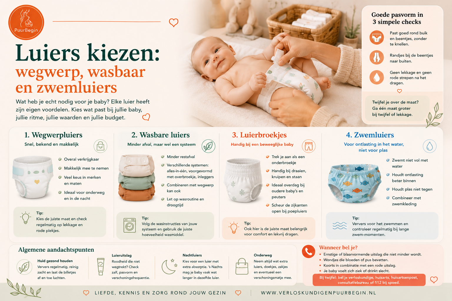 Luiers kiezen: wegwerp, wasbaar en zwemluiers