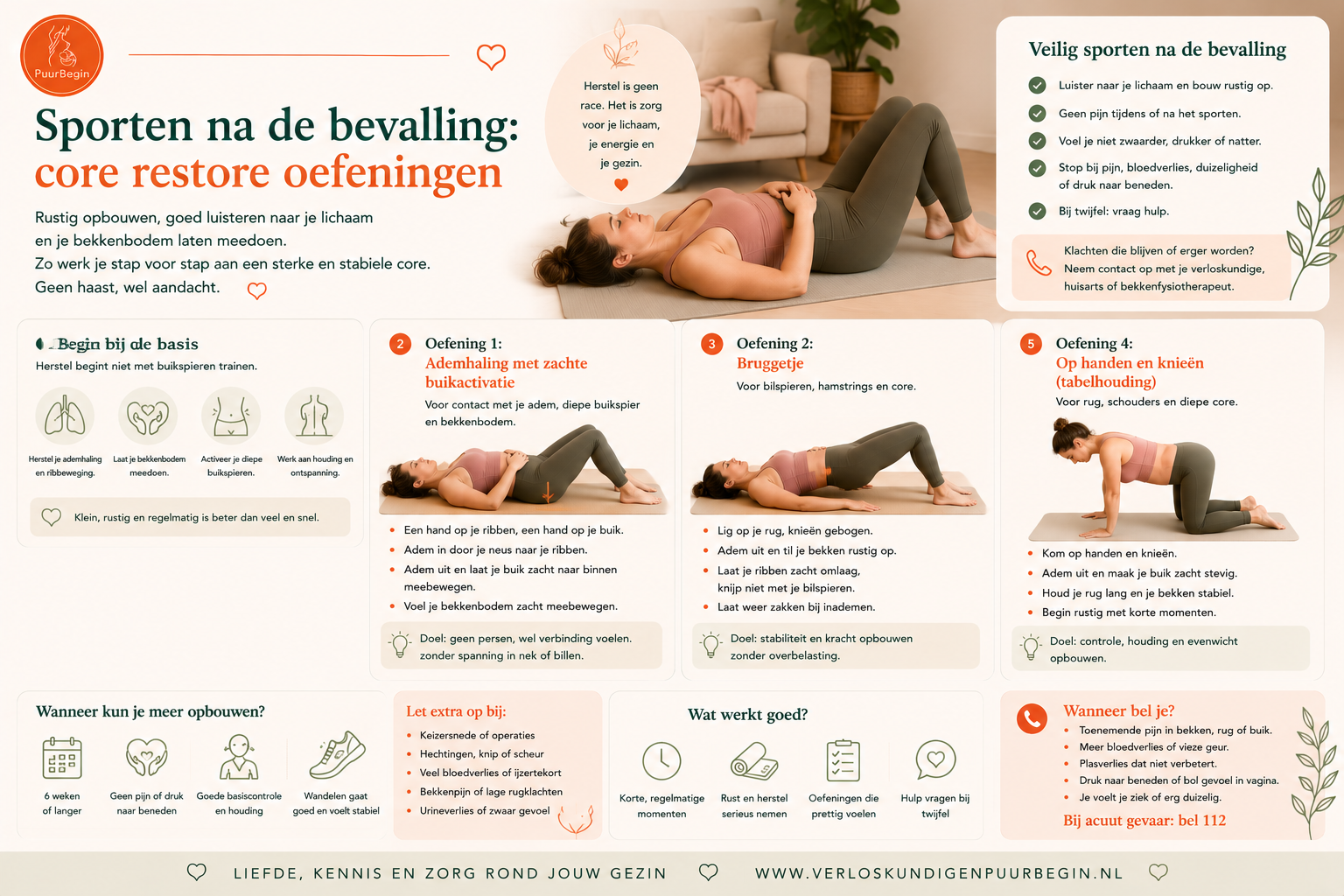 Sporten na de bevalling: core restore oefeningen